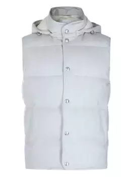 Жилет с капюшоном и стеганым узором Eleventy, серый