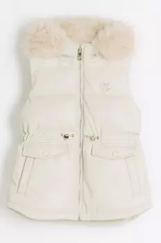 Жилет с капюшоном из искусственного меха для девочек River Island, бежевый