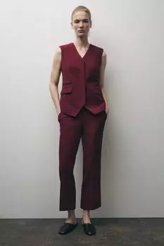 Жилет с карманами ZARA, бордовый