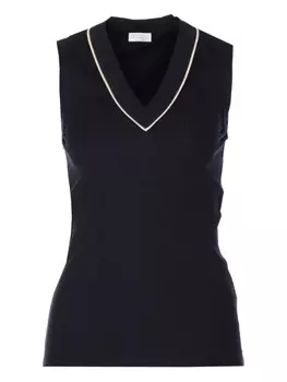 Жилет с контрастной отделкой Brunello Cucinelli, черный