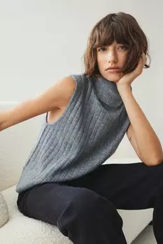 Жилет с короткими рукавами и водолазкой из трикотажной резинки Vila, серый