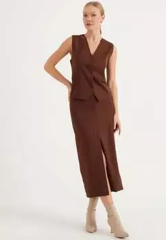 Жилет с короткой планкой на пуговицах Herita, коричневый