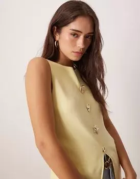 Жилет с косым вырезом и несколькими пуговицами ASOS DESIGN цвета пахты