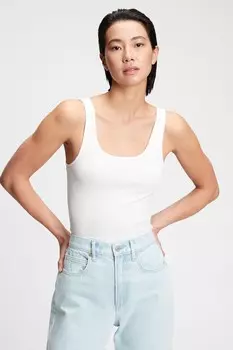 Жилет с круглым вырезом в рубчик Gap, белый