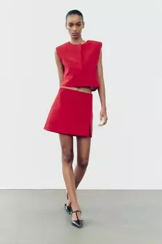 Жилет с круглым вырезом ZARA, красный