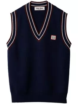 Жилет с отделкой в полоску Miu Miu, синий