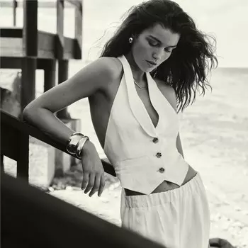 Жилет с открытой спиной из смеси льна и купро J.Crew, белый