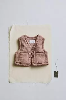 Жилет с отстрочкой Timelesz ZARA, бежевый