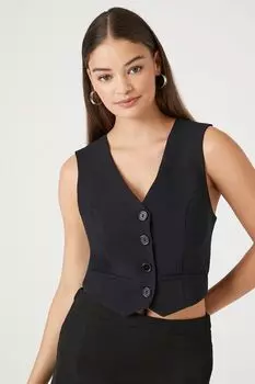 Жилет с перекрещенными пуговицами спереди Forever 21, черный
