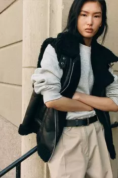 Жилет с плюшевой подкладкой H&M, черный