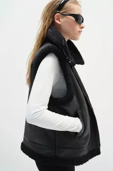 Жилет с плюшевой подкладкой H&M, черный