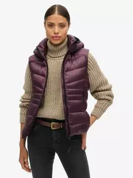 Жилет с подкладкой из стеганого одеяла fuji с капюшоном Superdry, цвет Aubergine Purple