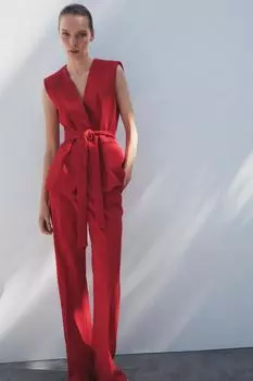 Жилет с поясом из коллекции zw ZARA, красный