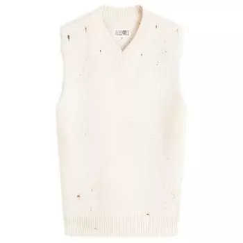 Жилет с принтом цифр Mm6 Maison Margiela, бежевый