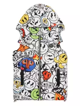 Жилет с принтом улыбки Philipp Plein Junior, белый