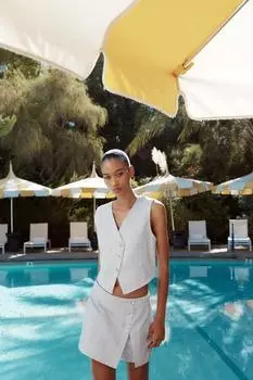 Жилет с принтом в полоску ZARA, цвет Blue/White