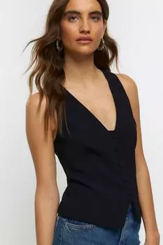 Жилет с пуговицами спереди River Island, черный