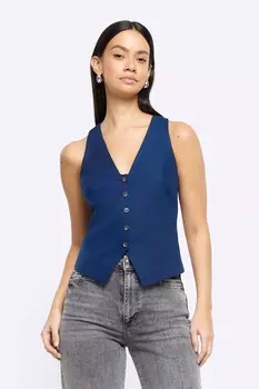 Жилет с пуговицами спереди River Island, синий