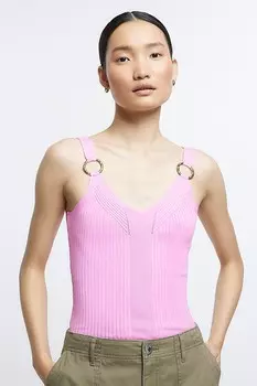 Жилет с ребристыми деталями River Island, розовый