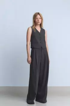 Жилет с ремнем на спине ZARA, темно-серый