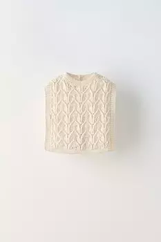 Жилет с рисунком ZARA, экрю
