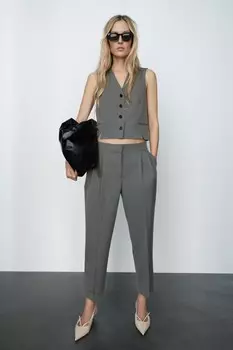 Жилет с шлицами ZARA, серый
