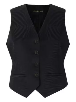 Жилет с тигровым узором Roberto Cavalli, черный