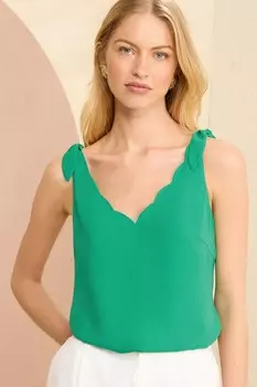 Жилет с V образным вырезом, фестончатой отделкой и завязками на плечах Love & Roses, зеленый