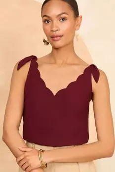 Жилет с V образным вырезом, фестончатой отделкой и завязками на плечах Love & Roses, красный