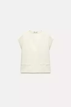 Жилет с v-образным вырезом ZARA, экрю