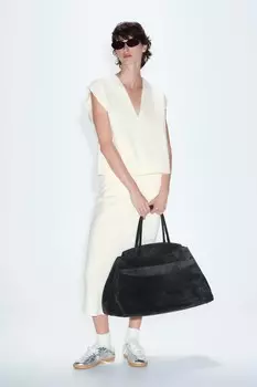 Жилет с v-образным вырезом ZARA, экрю