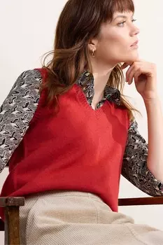 Жилет с видом на восток жилет с v образным вырезом Seasalt Cornwall, красный