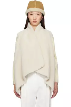 Жилет с воротником-шалью из искусственного меха Le17Septembre, цвет ivory