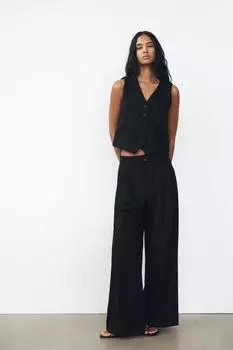 Жилет с вязкой ZARA, черный