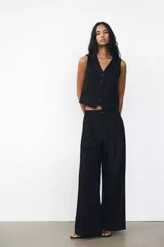 Жилет с вязкой ZARA, черный