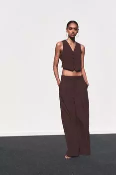 Жилет с вырезом на спине ZARA, темно-коричневый