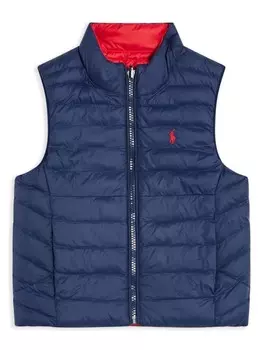 Жилет с вышитым логотипом Ralph Lauren Kids, синий