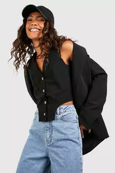 Жилет с высоким изогнутым номом Boohoo, черный