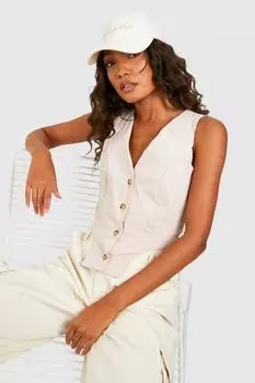 Жилет с высоким изогнутым номом Boohoo, серый