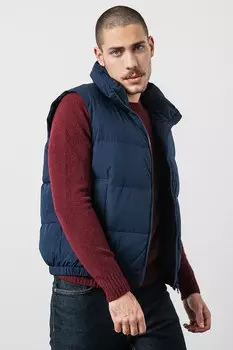 Жилет с высоким воротником и пухом United Colors Of Benetton, синий