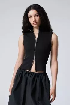 Жилет с высоким воротником и застежкой-молнией Weekday, черный