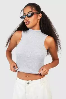 Жилет с высоким воротом basic rib Boohoo, серый