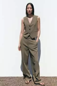 Жилет с заказом ZARA, хаки