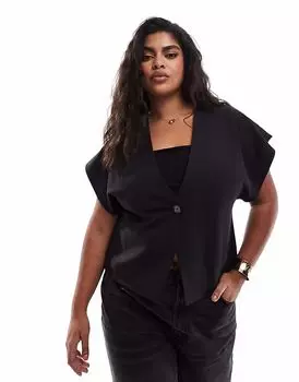 Жилет с запахом ASOS DESIGN Curve черного цвета