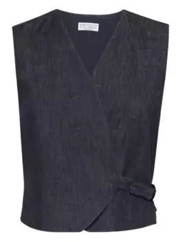 Жилет с запахом Brunello Cucinelli, синий