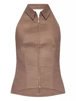 Жилет с застежкой-молнией и халтер-воротом Cult Gaia, нейтральный