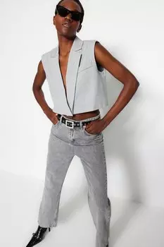 Жилет - Серый - Базовый Trendyol, серый