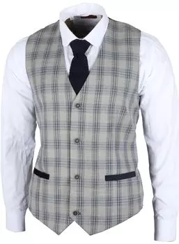 Жилет серый в клетку в рыцарском стиле James Darby