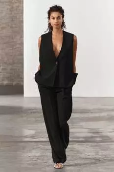 Жилет со шланцами ZARA, черный