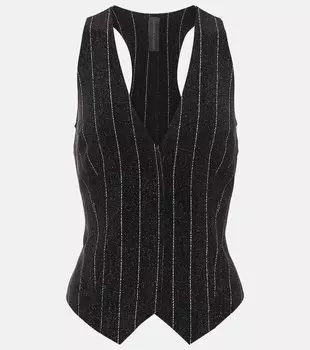 Жилет со спиной-борцовкой в меловую полоску Norma Kamali, серый